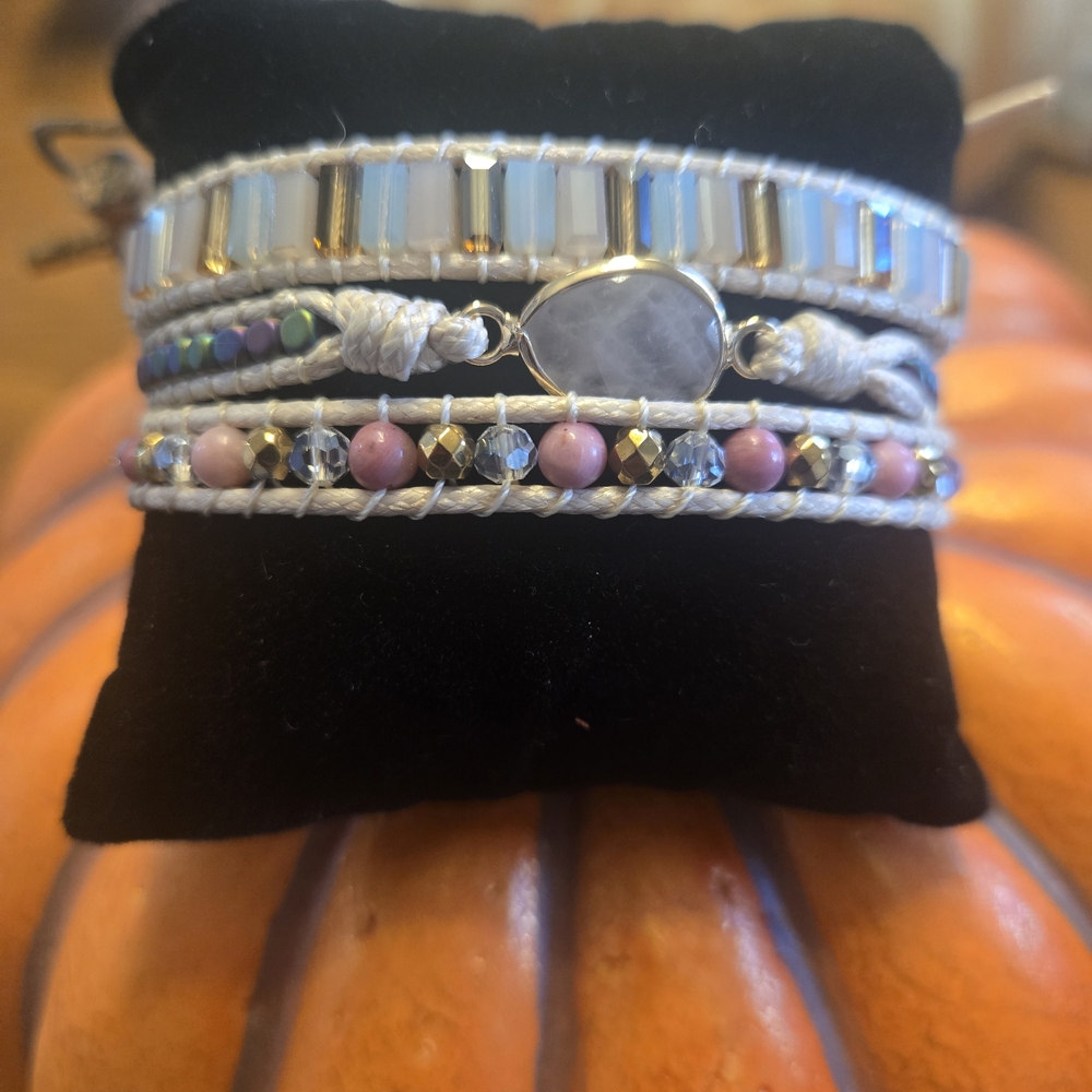 Park Lane Silver and Pink Beaded Bracelet Set